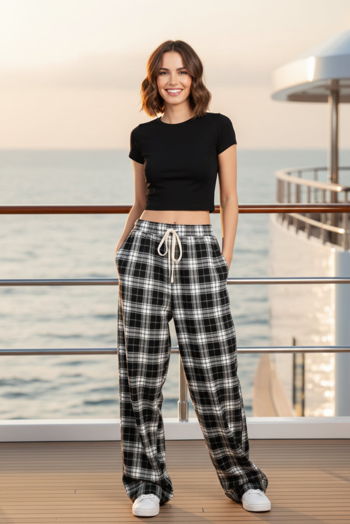 Women Oversized Plaid Baggy Sweatpants