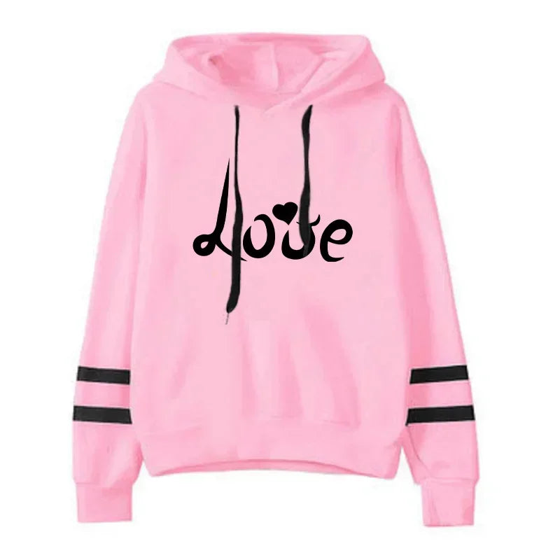 Women Love Print Soft Hoodie