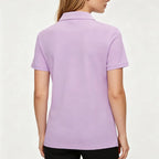 Women Solid Short-Sleeve Polo Shirt