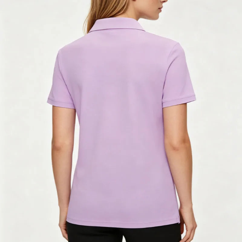 Women Solid Short-Sleeve Polo Shirt