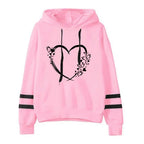 Women Heart Print Casual Hoodie