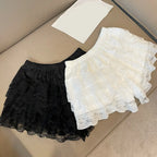 Women Floral Lace Skirt Shorts