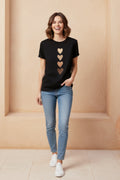 Women Four Heart Graphic T-Shirt