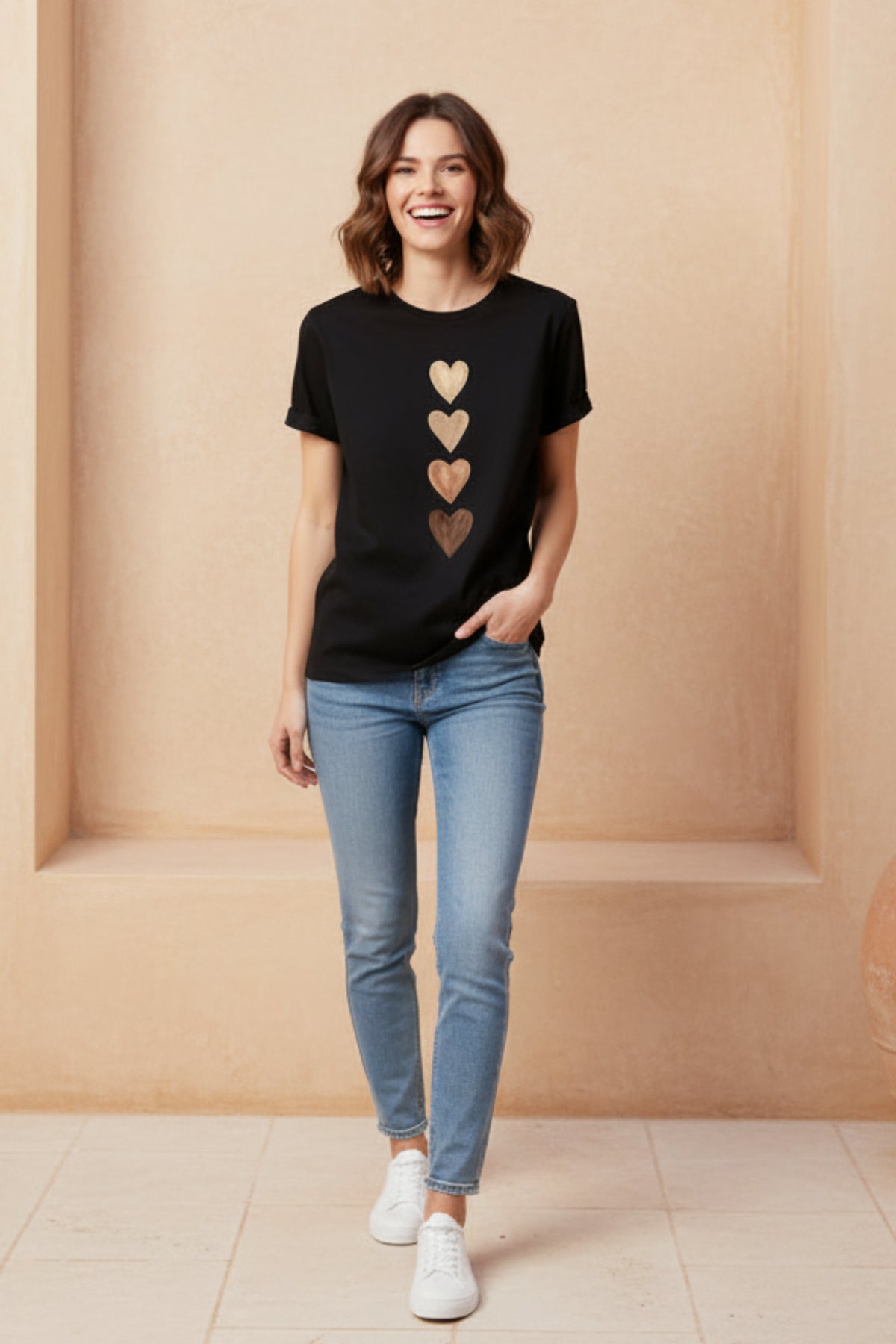 Women Four Heart Graphic T-Shirt