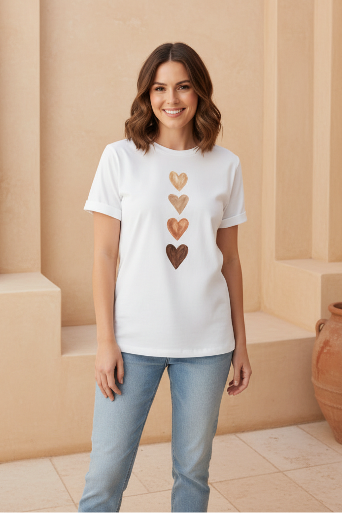 Women Four Heart Graphic T-Shirt