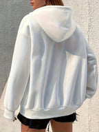 Women Brown Zip-Up Graphic Hoodie