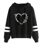 Women Heart Print Casual Hoodie