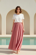 Women Cotton Linen A-Line Maxi Skirt