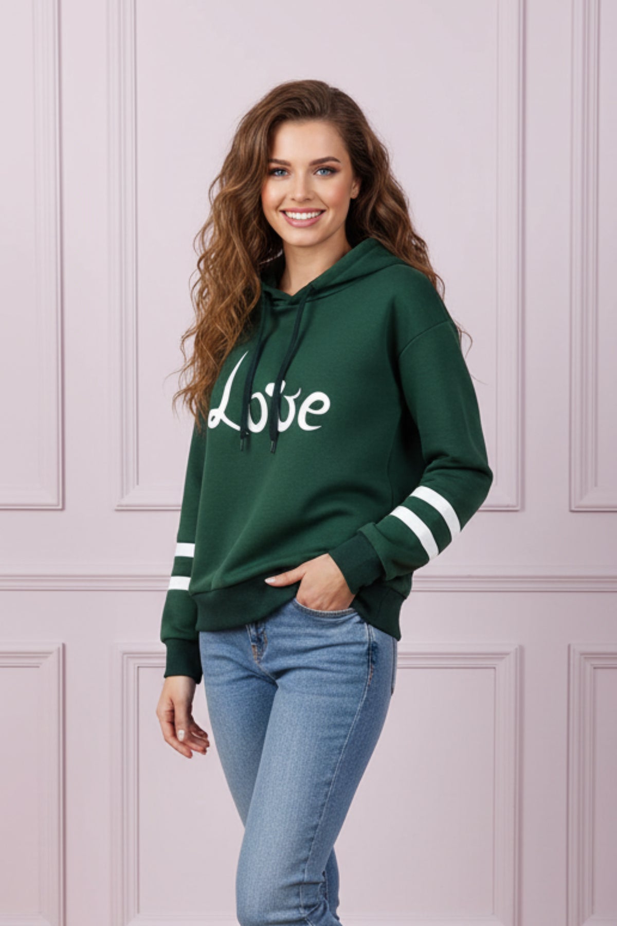 Women Love Print Soft Hoodie