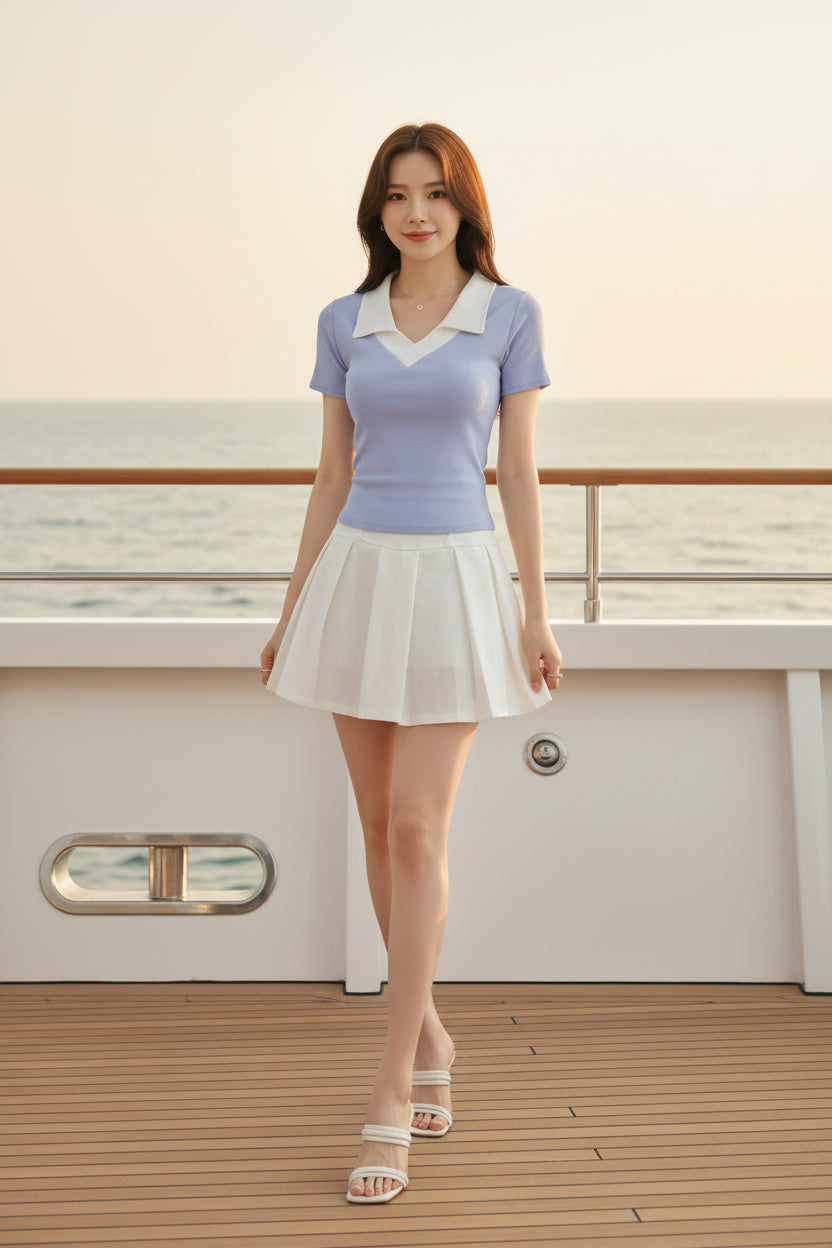 Women Slim Fit Polo Neck T-Shirt