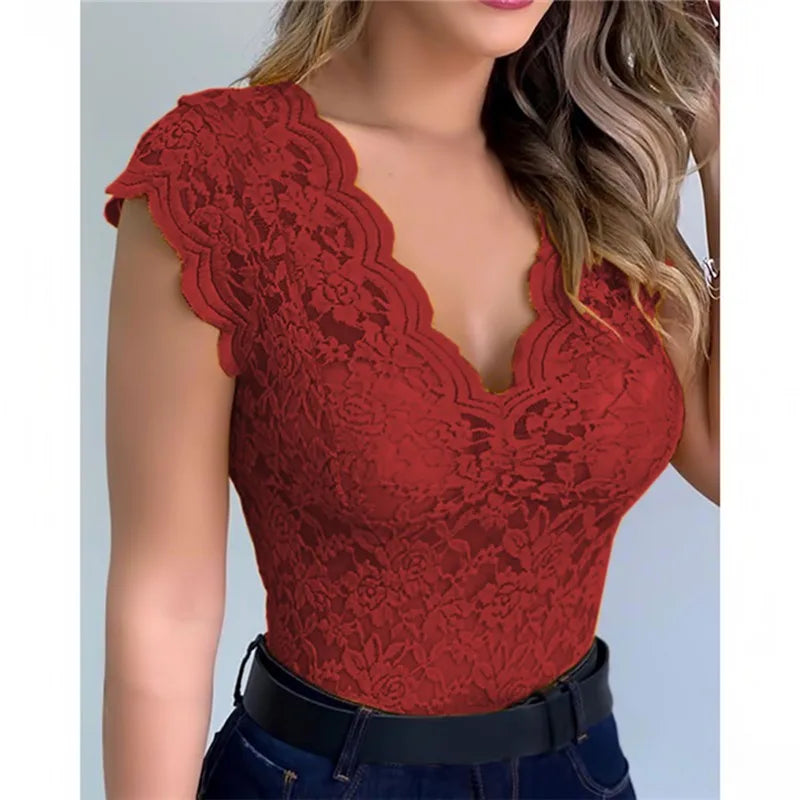 Women Lace V-Neck Camisole Tank Top