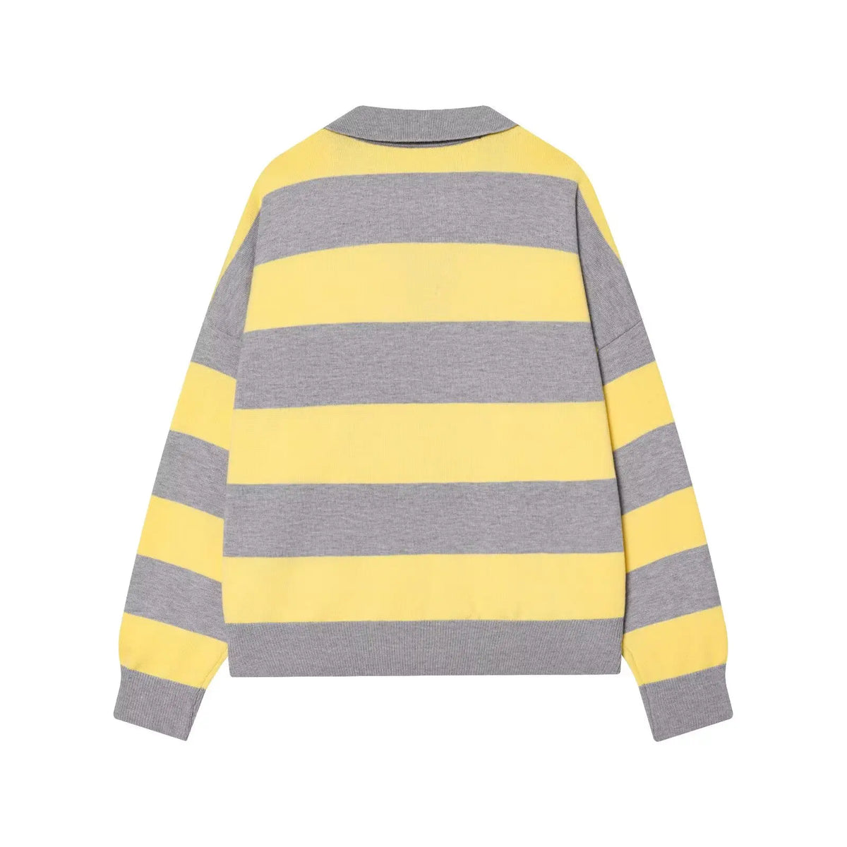 Womens Striped Knit Polo Sweater