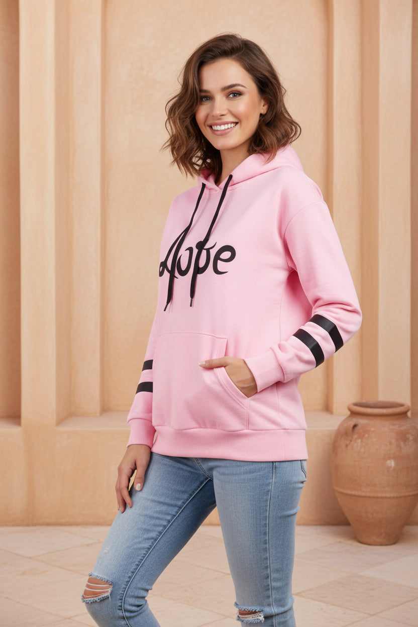 Women Love Print Soft Hoodie
