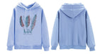 Women Feather Print Fleece Hoodie