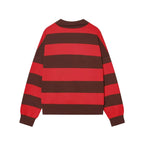 Womens Striped Knit Polo Sweater