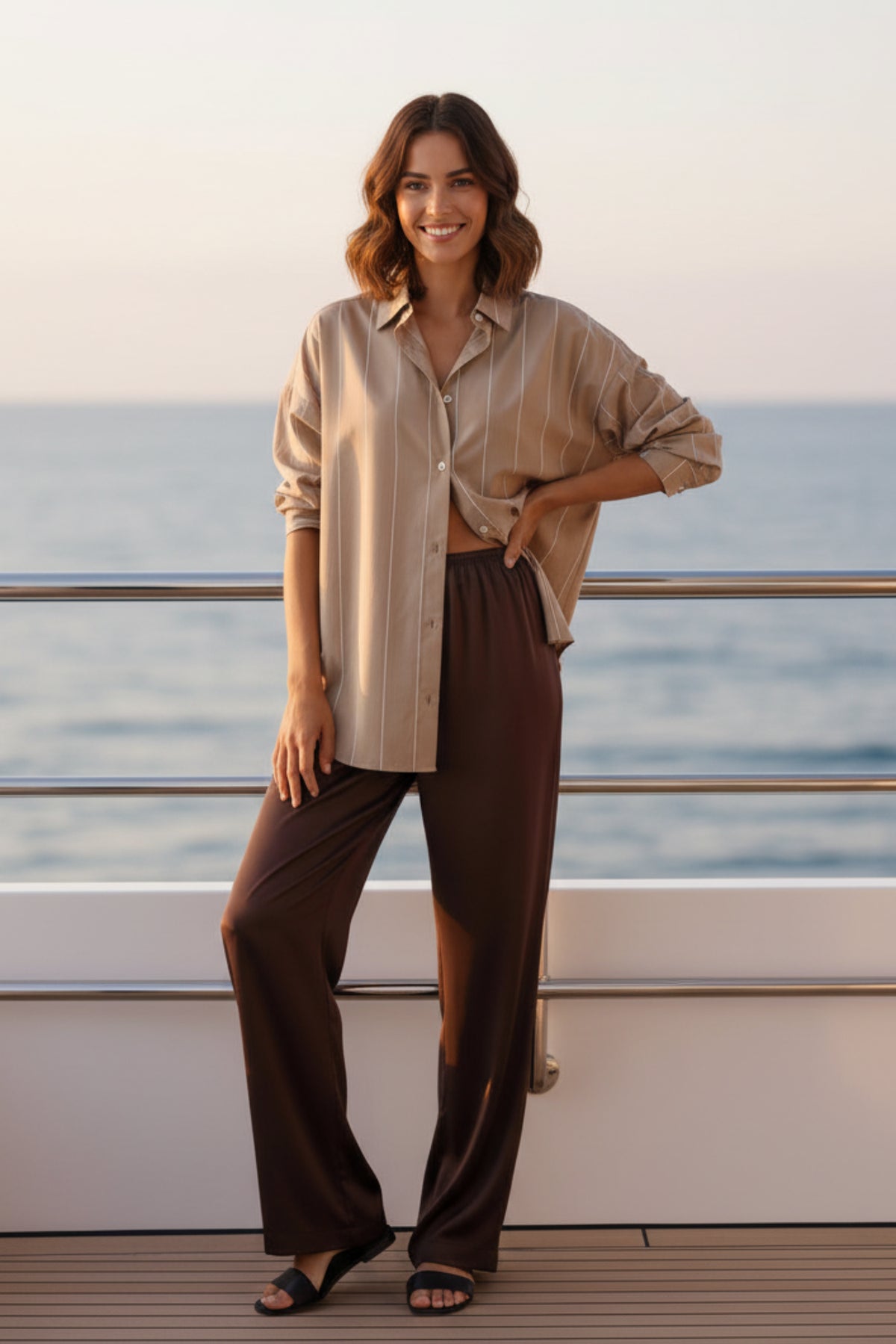 Women Satin Wide-Leg Dress Pants