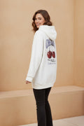 Women Oversized Cherry Print Hoodie