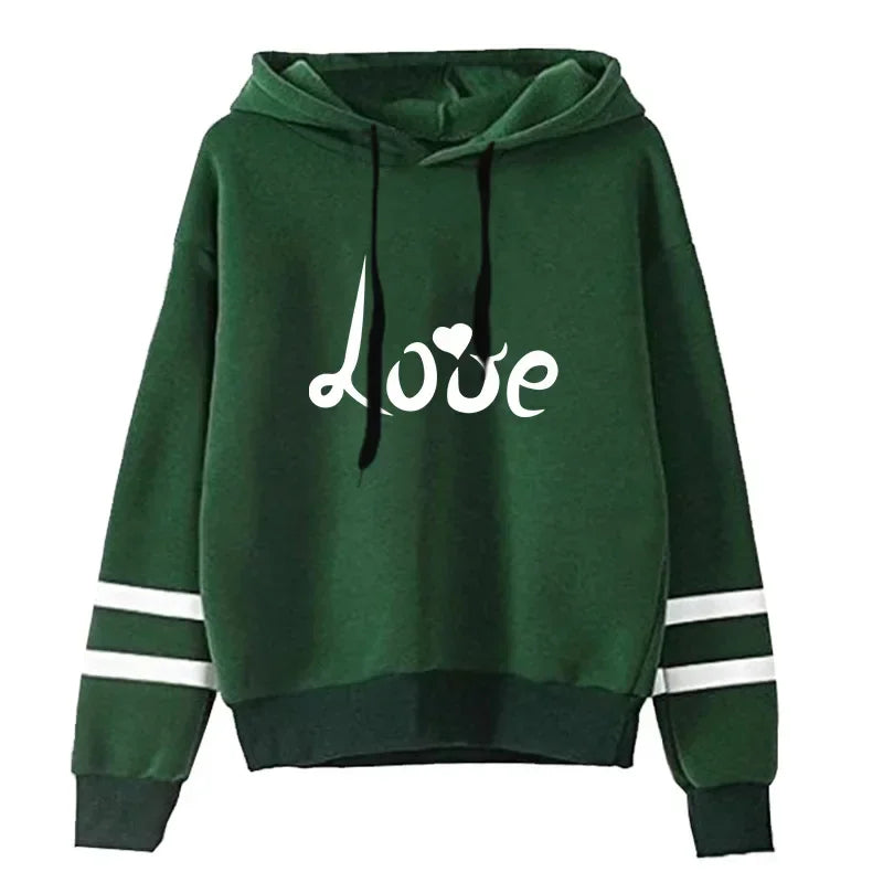 Women Love Print Soft Hoodie