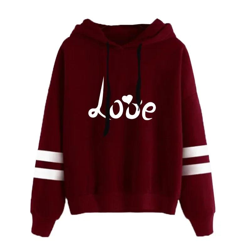 Women Love Print Soft Hoodie