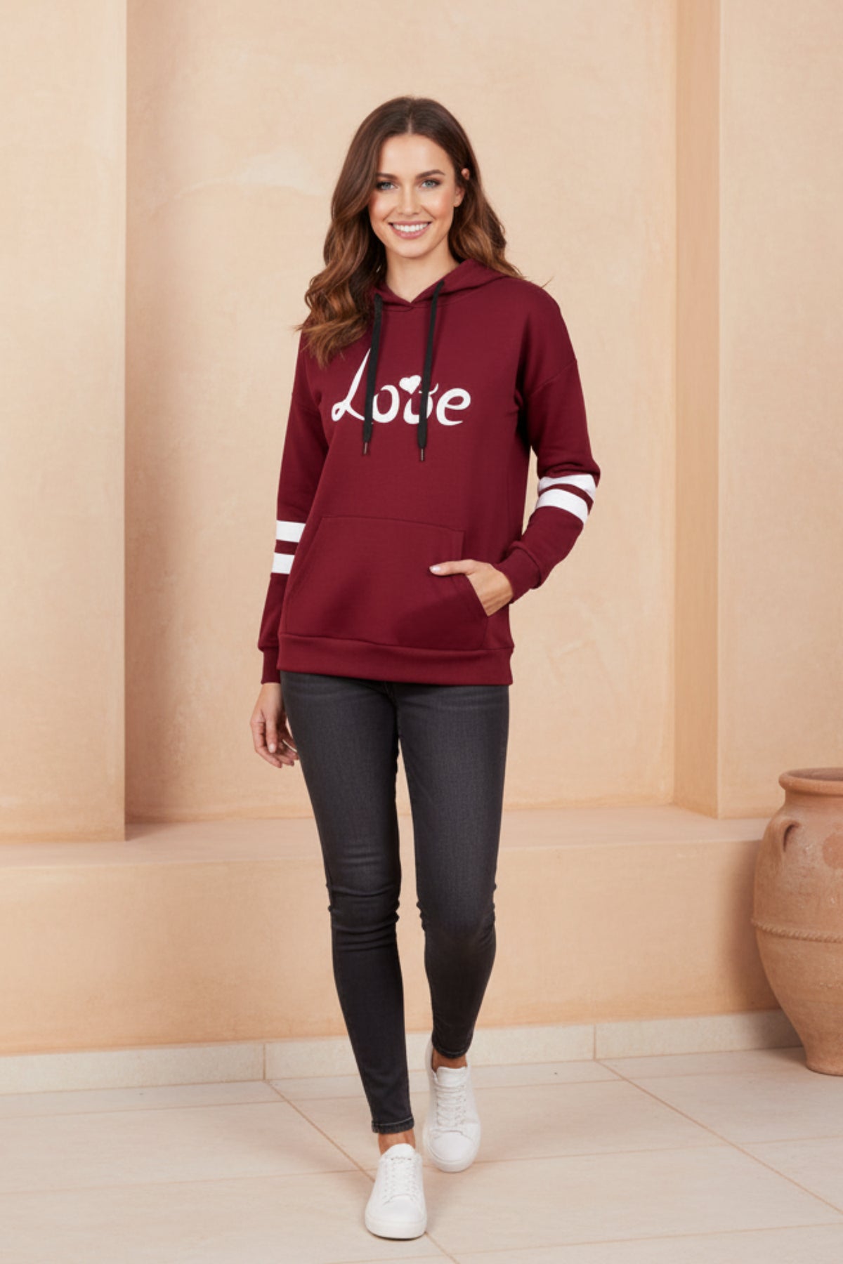 Women Love Print Soft Hoodie