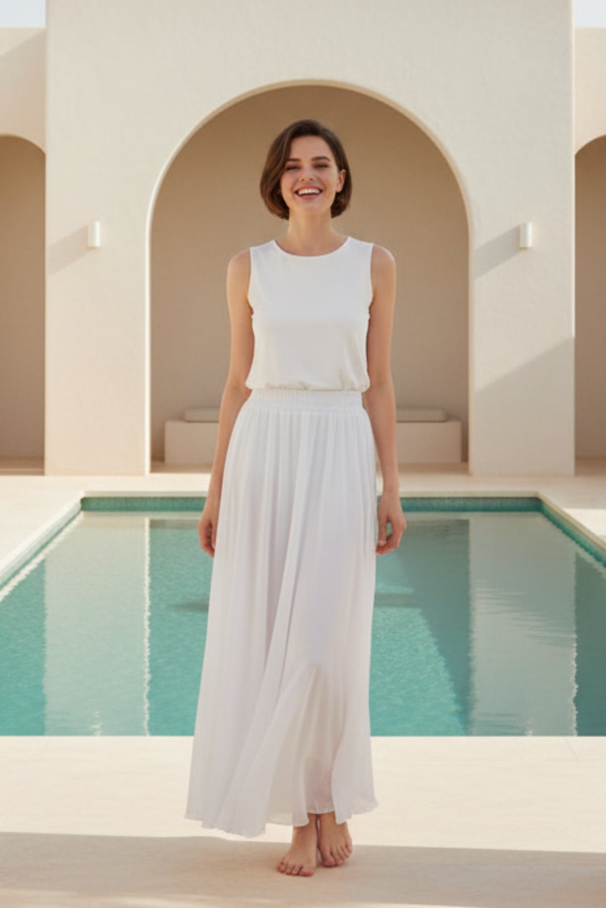 Women Cotton Linen A-Line Maxi Skirt