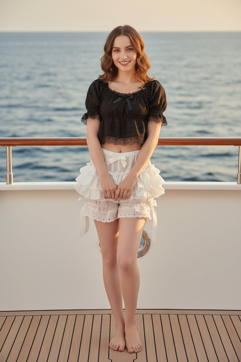 Women Pleated Lolita Bloomers Shorts