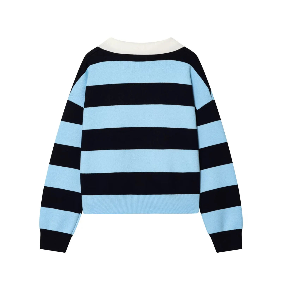 Womens Striped Knit Polo Sweater